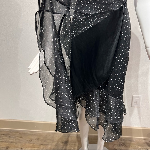Francesca's Mi Ami Dress Black & White Polka Dots Midi Dress Ruffled Hem Size M - Picture 7 of 15